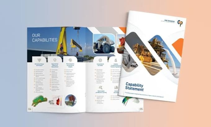 design construction capability statement, company profile and project booklet