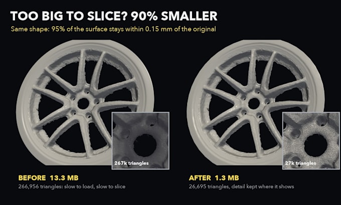 repair, reduce and split any large 3d file into a print ready stl