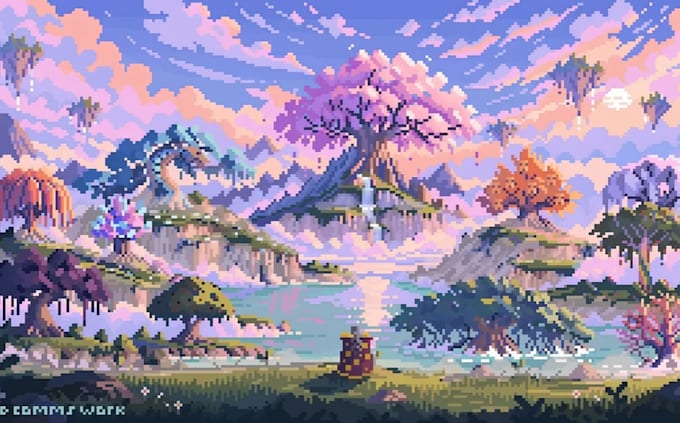 design custom 2d pixel art scenes and backgrounds for your game