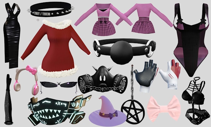 create custom vrchat outfits, props, accessories, weapons and avatar assets