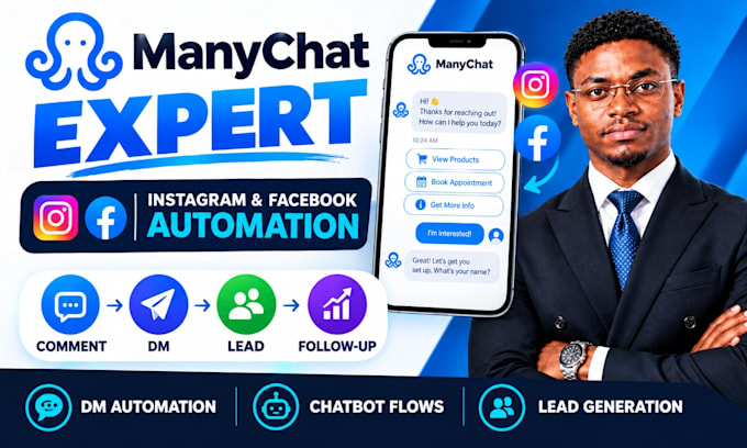 automate instagram, facebook, and whatsapp with manychat chatbot