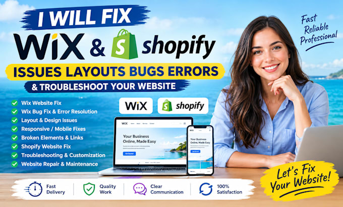 fix wix issues layouts bugs errors and troubleshoot your wix or shopify website
