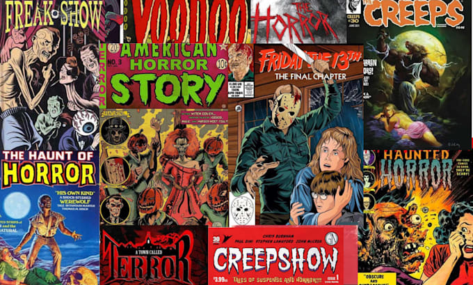 create vintage horror comic retro poster horror illustration comic art