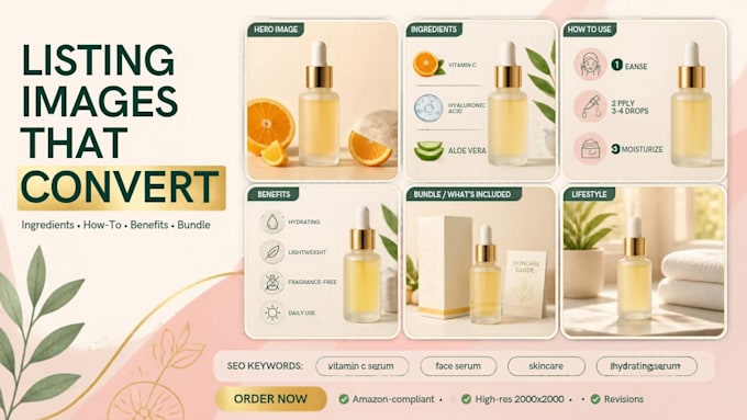 design amazon listing images, infographics and a content