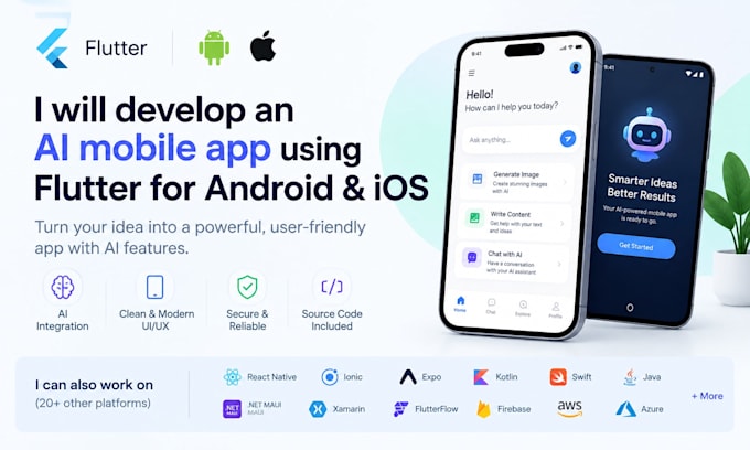 develop ai mobile app flutter developer ios app android app ai app development