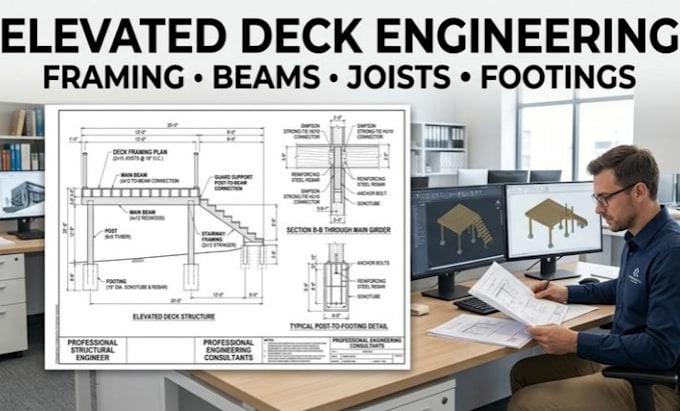 design elevated deck structuralplans and framing calculations