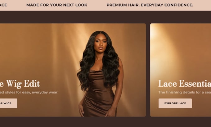 design shopify hair, wigs, bundles, lashes store or website