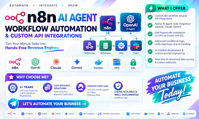 build n8n ai agent workflow automation and custom API integrations