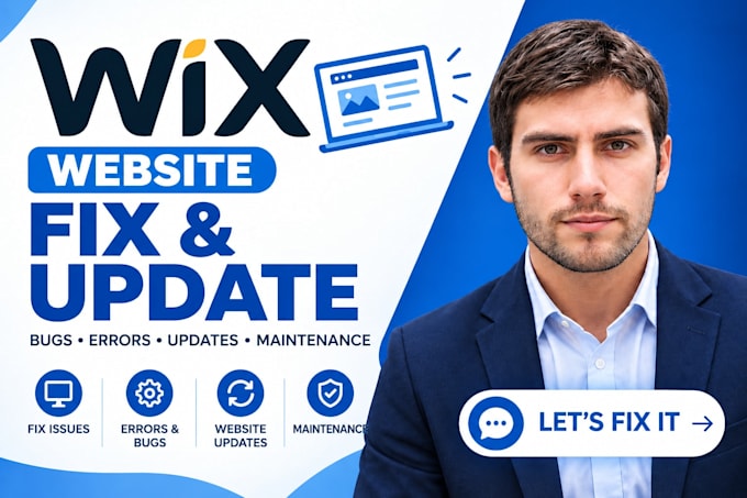 fix wix website issues, bug, error, wix website update, wix website maintenance