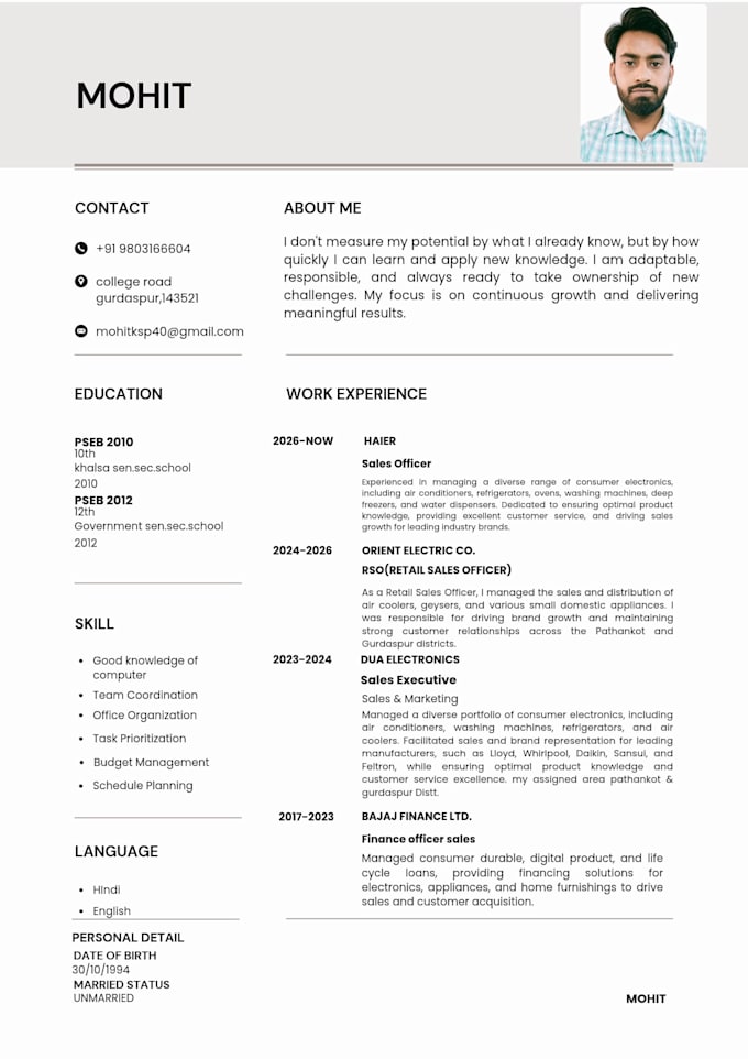 do data entry, create a professional resume and update your CV