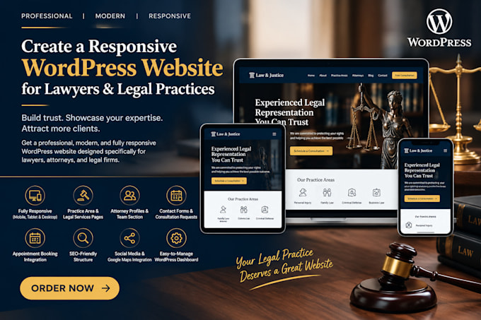 create a responsive wordpress website for lawyers and legal practices