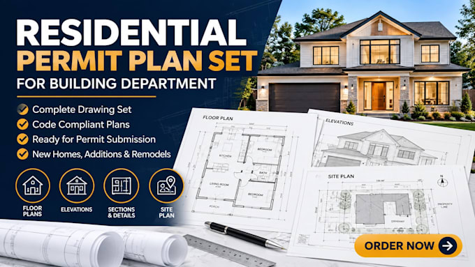 draft a residential permit plan set for building department