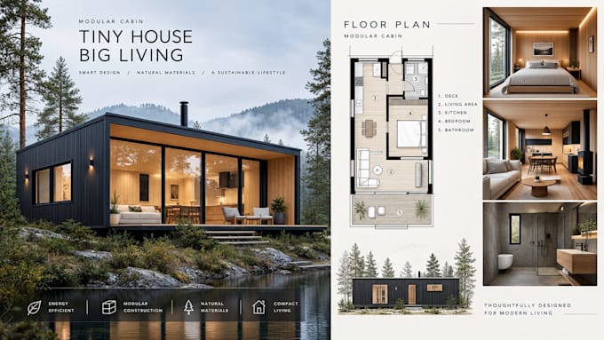 design realistic tiny house interiors and modular cabin architecture