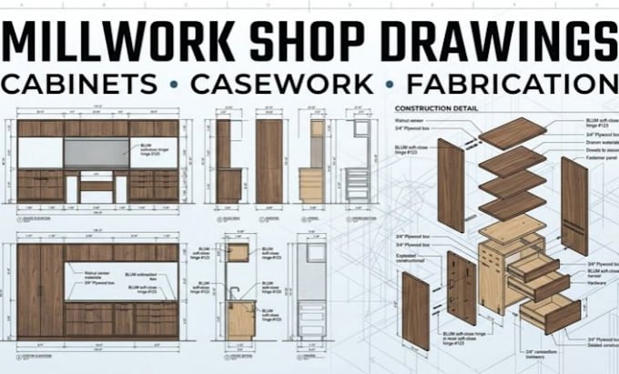 do millwork shop drawings and cabinet detailing