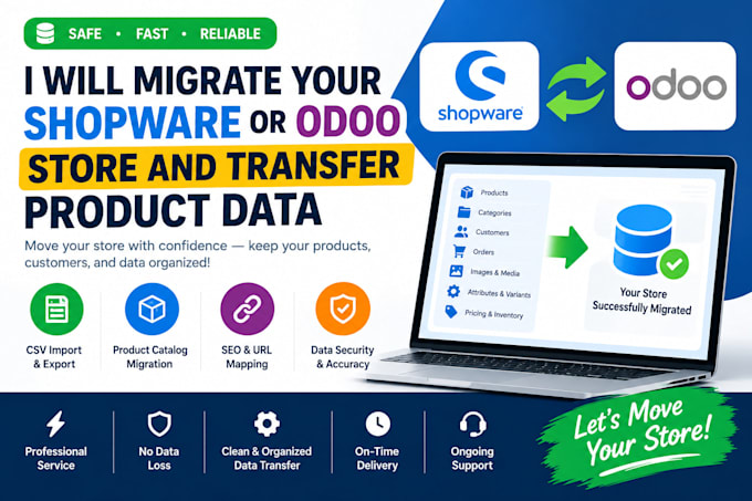 migrate your shopware or odoo store and transfer product data