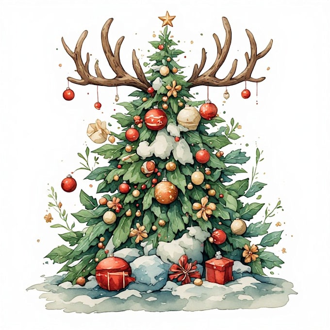 design a custom flat style christmas illustration