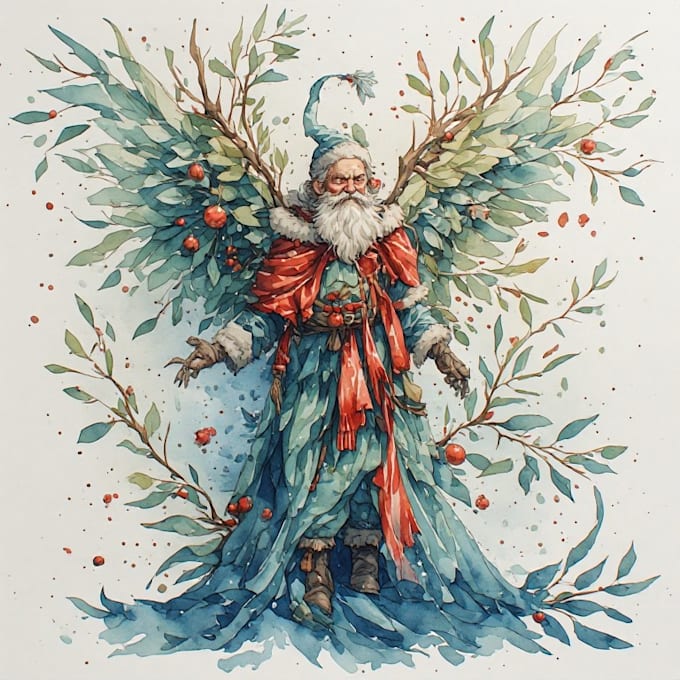 draw christmas card, invitation with watercolor