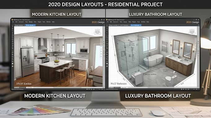 create 3d kitchen and bathroom layouts using 2020 design