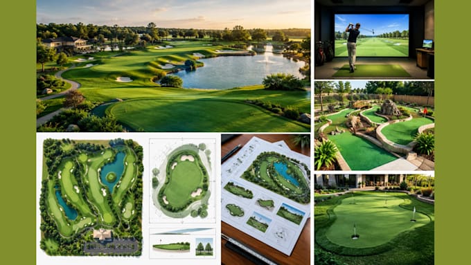design 2d 3d golf courses, golf simulation, mini golf, putting greens and print