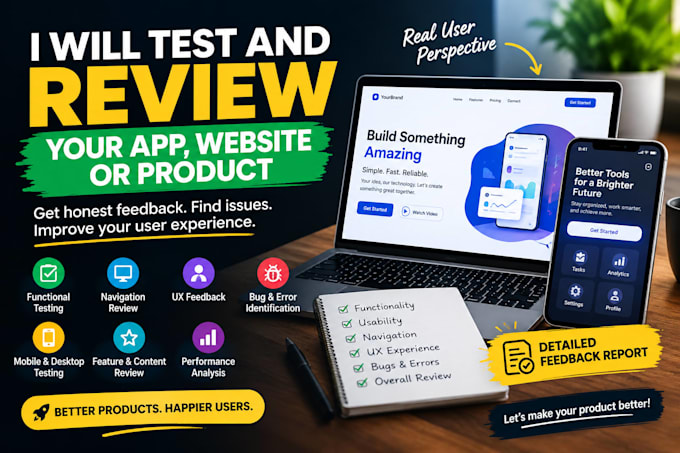 test and review your website, mobile apps, games, product