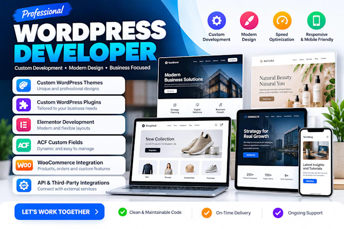 develop a custom wordpress website theme or plugin