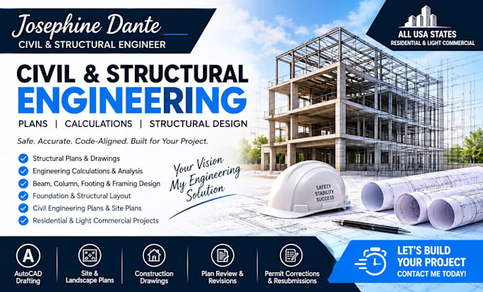 civil and structural engineer for plans calculations and structural design