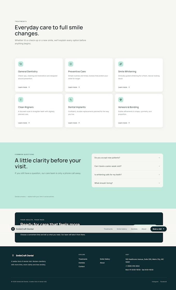 build a modern responsive dental clinic website