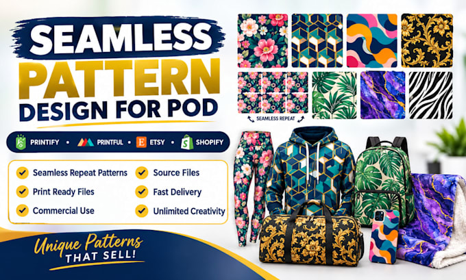 create seamless all over print pattern for printify printful and pod products