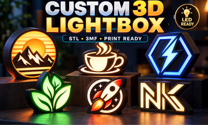 design custom 3d lightbox and keychain 3mf stl for 3d printing