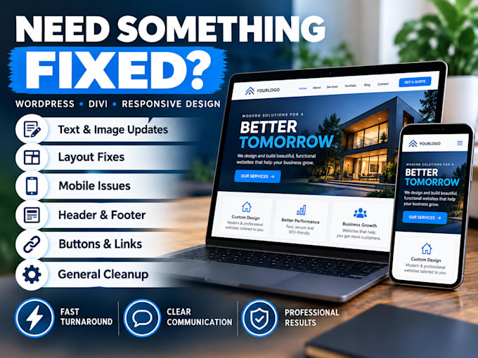 fix, edit, or update your wordpress website