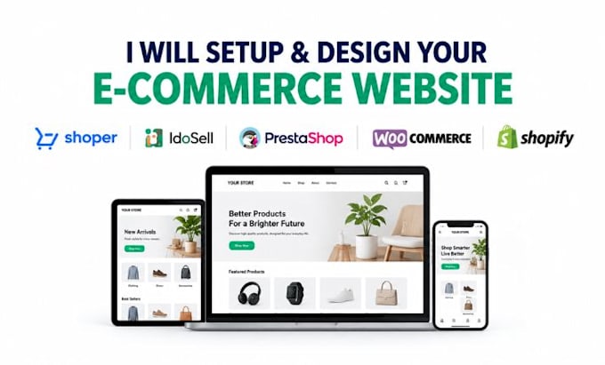 design setup shoper idosell website prestashop woocommerce shopify website store