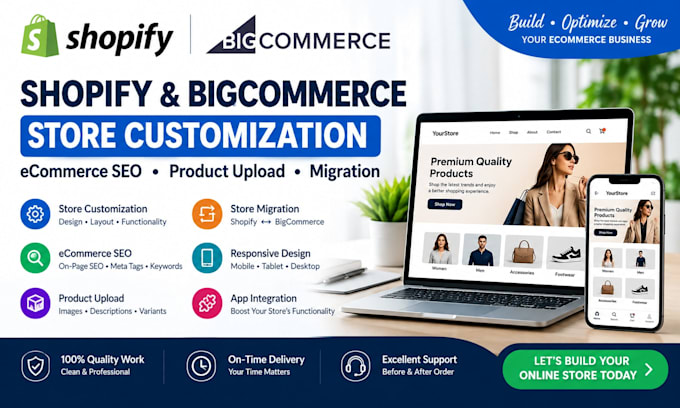 customize bigcommerce store shopify website ecommerce SEO product upload expert