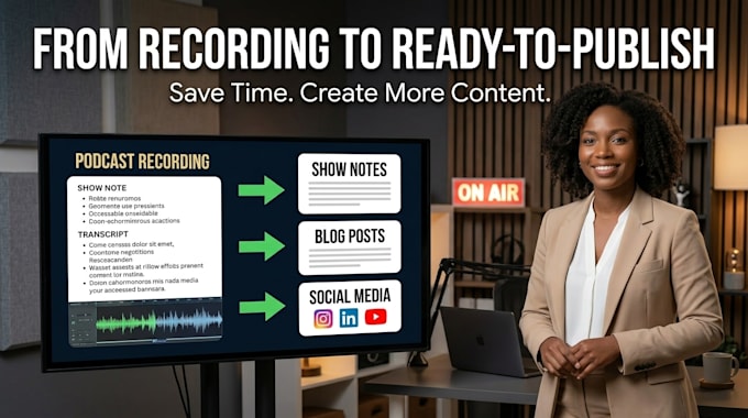 repurpose your podcast into show notes blogs and social content timestamp