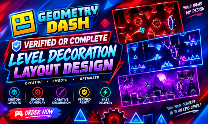 verify or complete any geometry dash level decorartion layout for you