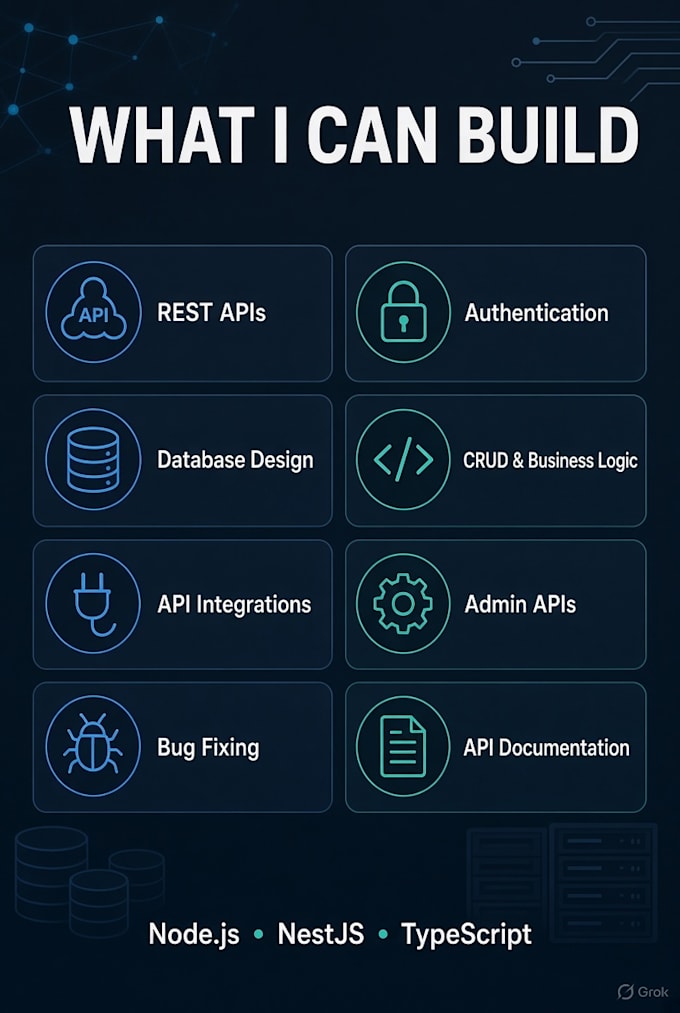 build a professional nodejs nestjs backend and rest API