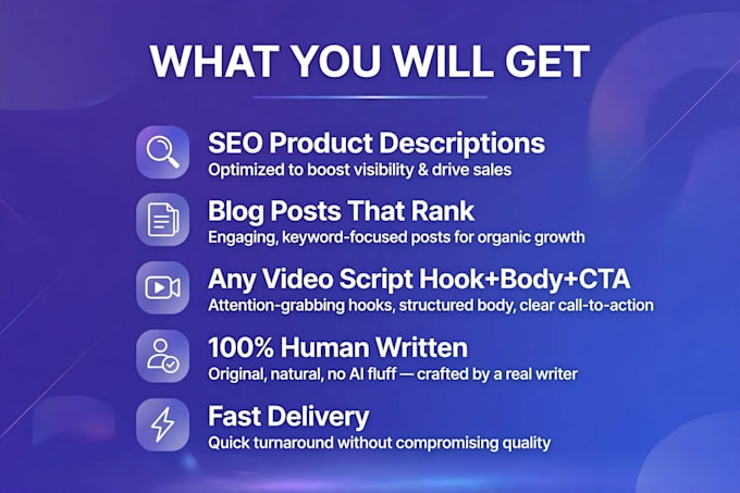 write product description and youtube script that sells