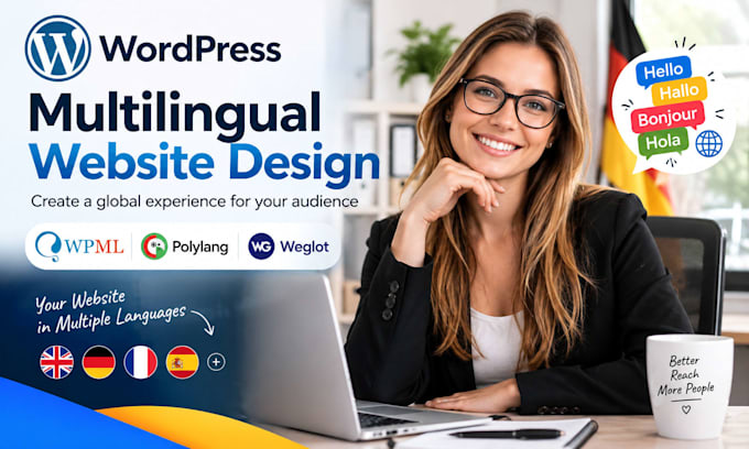create wordpress multilingual website design, fix wpml polylang weglot