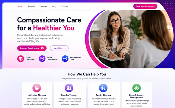 set up clinic website design, aba website, homecare website, and spa website