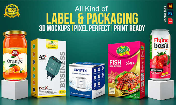 design product packaging, box and label designs