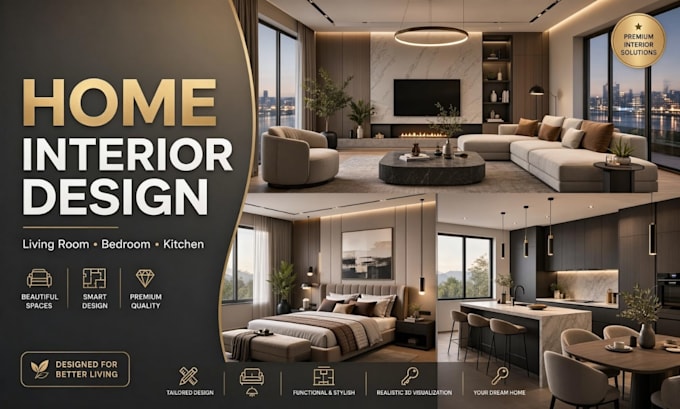 design 3d interior home decor, moodboard design, realistic 4k interior rendering