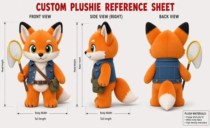 create plush toy tech pack, mascot plush spec sheet, stuffed toy design