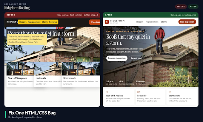 fix one HTML or CSS bug on your webpage