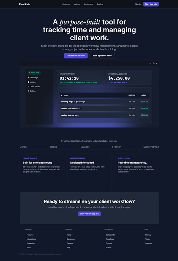 design a modern dark mode saas landing page in figma using auto layout