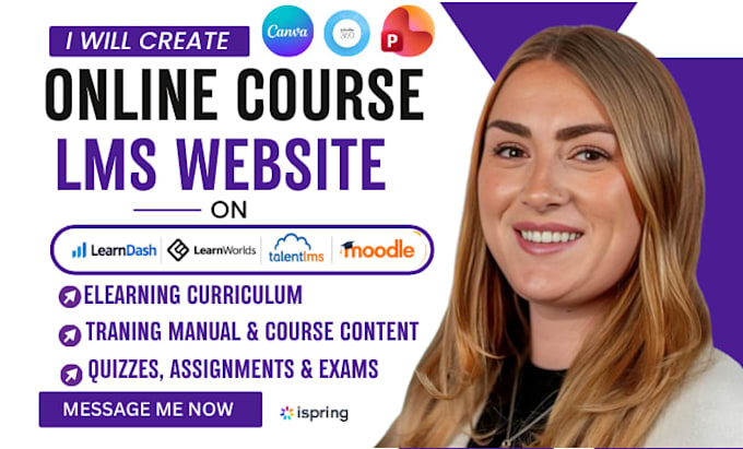 create lms course content, elearning curriculum, traning manual and video course
