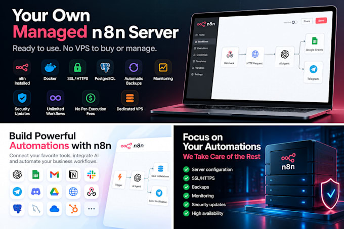 set up your private self hosted n8n server, no vps needed
