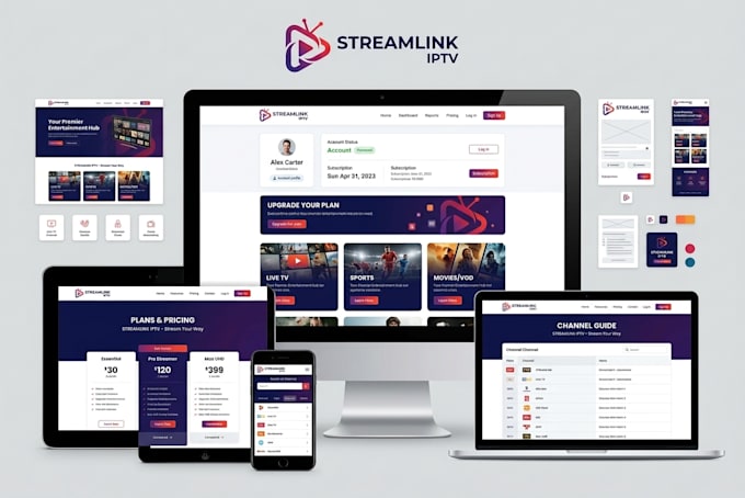 do custom iptv website design with automated billing