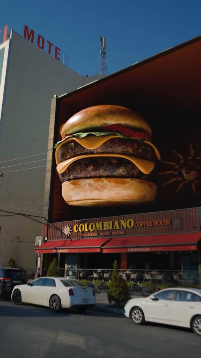 create a 3d anamorphic billboard animation for your brand