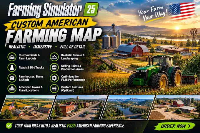 create a realistic american farming simulator 25map
