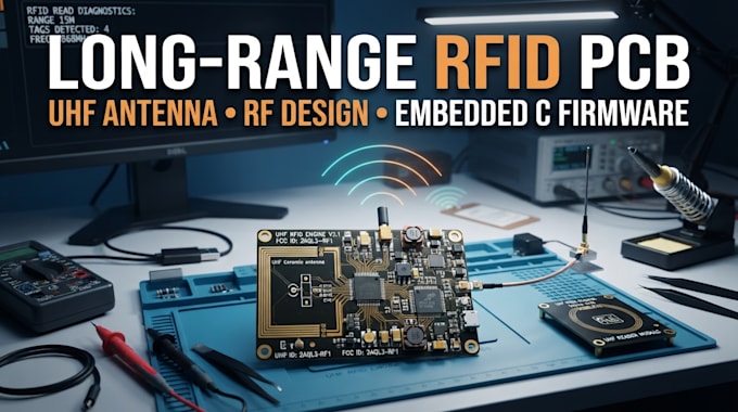 design long range rfid tracking pcb, uhf antenna and embedded c firmware