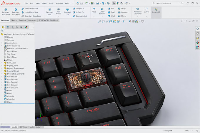 design mechanical keyboard case, keycap, keyboard cad model for 3d printing